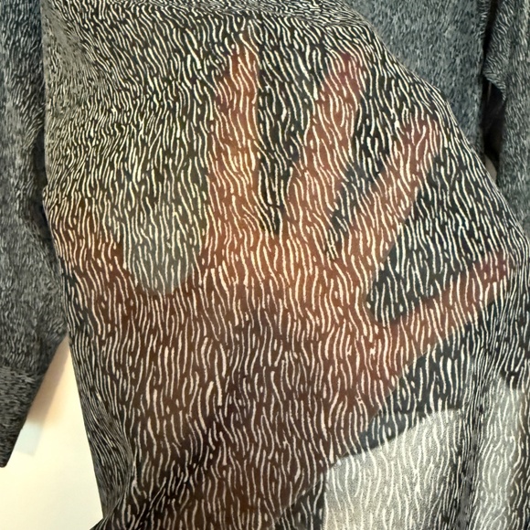 Calvin Klein Chiffon Printed Relaxed Button-Down Shirt - Picture 2 of 6